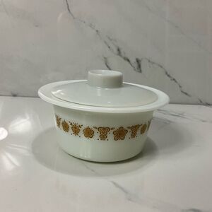 VINTAGE PYREX Butterfly Gold Butter Tub With Lid